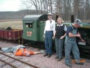 Friends of the ATT & N/W Railroad Alex & Jenny Vaughn look good while Art Jennrich checks the 17 before heading back to the car barn......  Meanwhile Don "Tennessee" Angles is overcome with smoke!