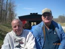 Jim Koester and good friend Jim Lee enjoy the ride on our new work caboose at Saturday's Gass, Milburn and Power Family outing. (We call them party crashers....)