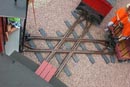 Top view of an attempted quadruple diamond caboose hitch.  (very rare!)